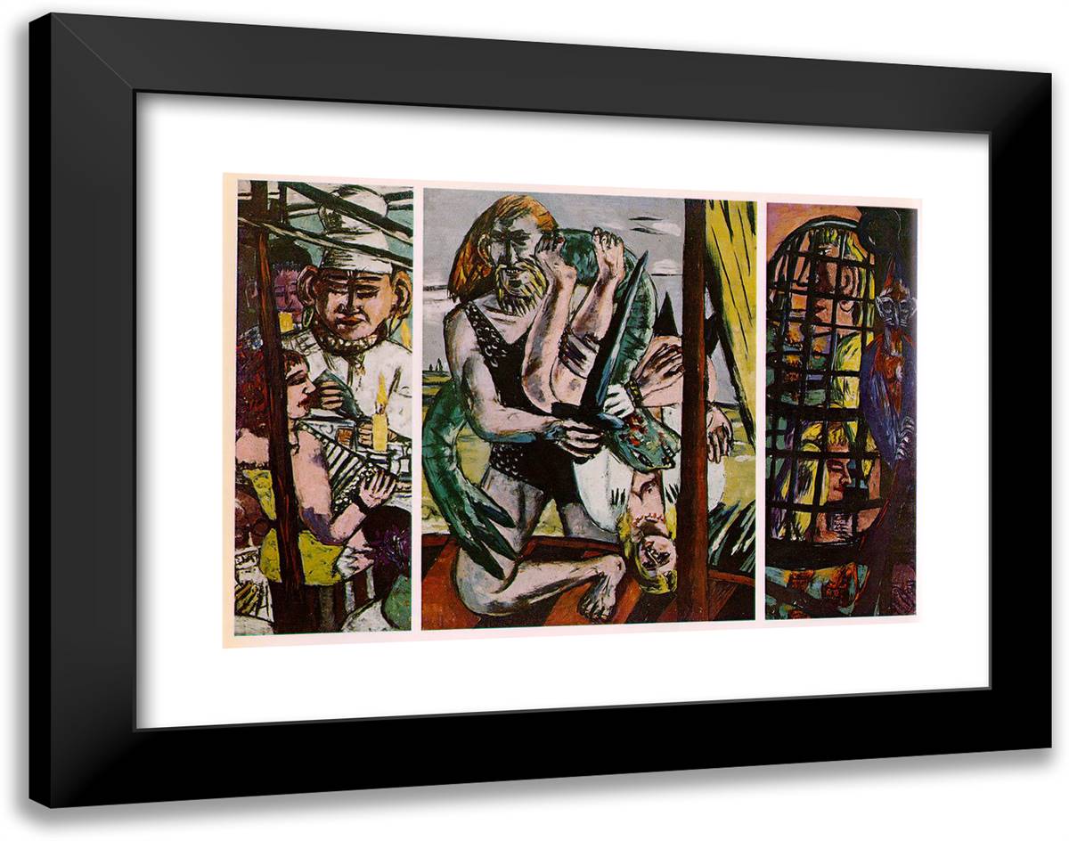 Perseus 24x19 Black Modern Wood Framed Art Print Poster by Beckmann, Max