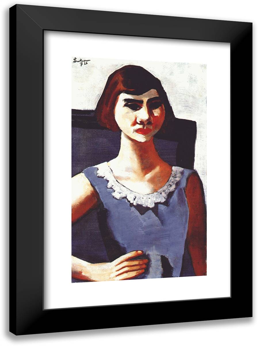 Portrait of Quappi in Blue 17x24 Black Modern Wood Framed Art Print Poster by Beckmann, Max