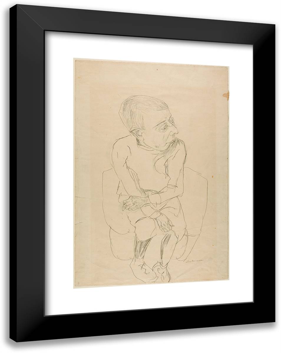 Seated Boy 18x24 Black Modern Wood Framed Art Print Poster by Beckmann, Max