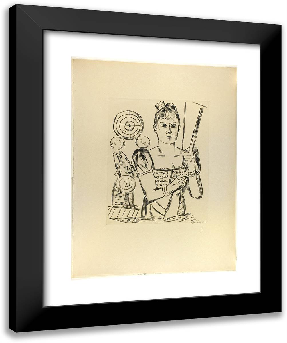 Shooting Gallery, Plate Four from Jahrmarkt 20x24 Black Modern Wood Framed Art Print Poster by Beckmann, Max