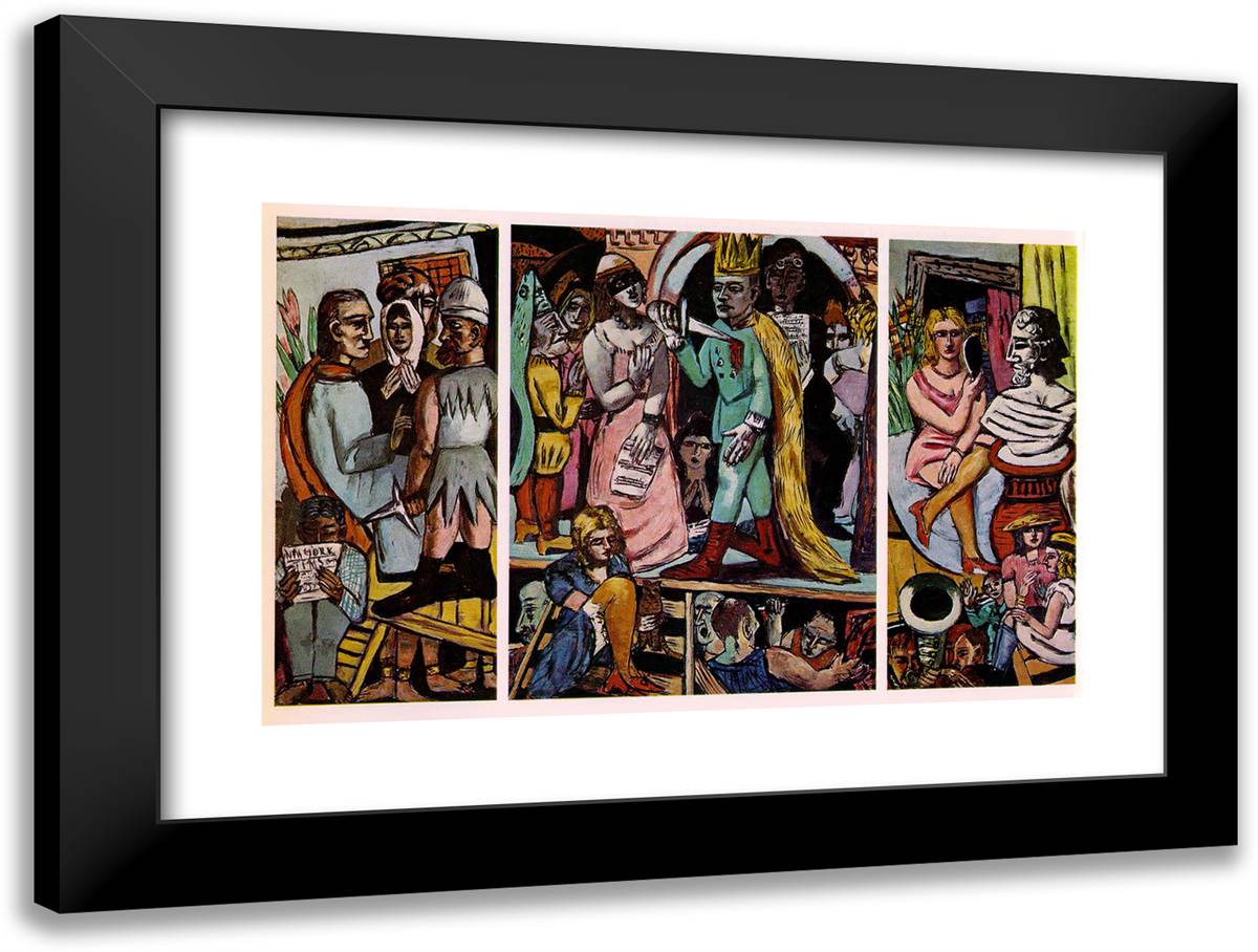 The Actors 24x18 Black Modern Wood Framed Art Print Poster by Beckmann, Max