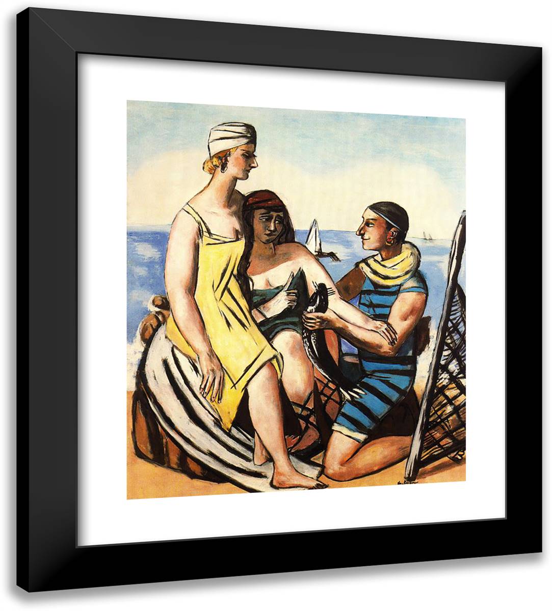 The Little Fish 20x22 Black Modern Wood Framed Art Print Poster by Beckmann, Max