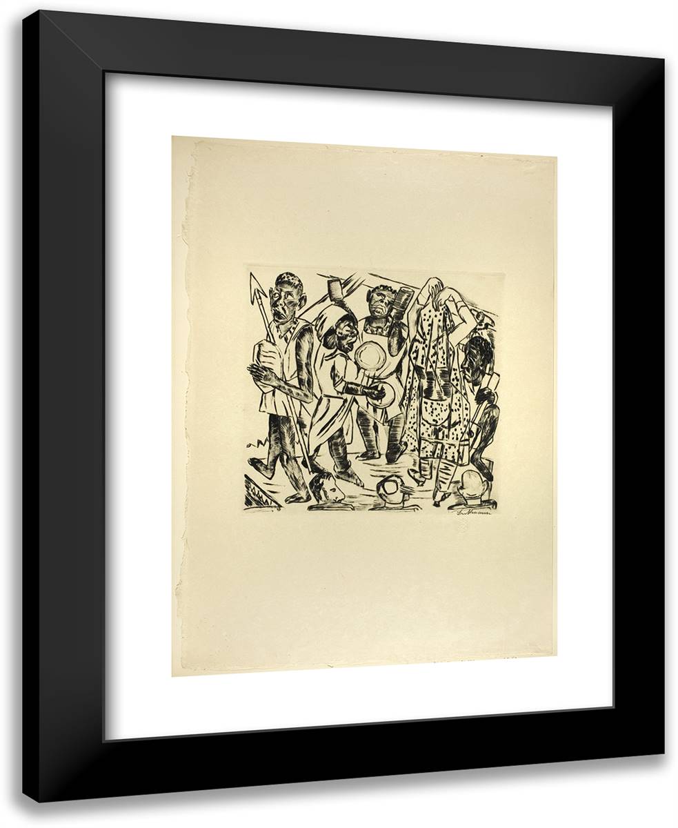 The Negro Dance, Plate Nine from Jahrmarkt 19x24 Black Modern Wood Framed Art Print Poster by Beckmann, Max