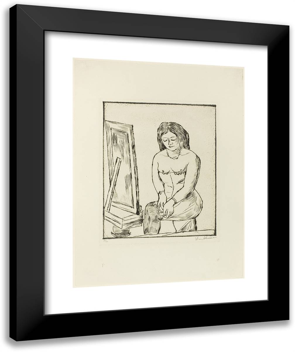 Toilette (Before the Mirror) 20x24 Black Modern Wood Framed Art Print Poster by Beckmann, Max