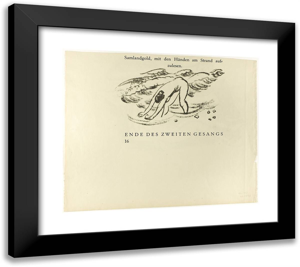 Cleopatra and Negro, Page 15 (Recto); in the Water II, Page 16 (Verso), from the Samland Ode 22x20 Black Modern Wood Framed Art Print Poster by Pechstein, Max