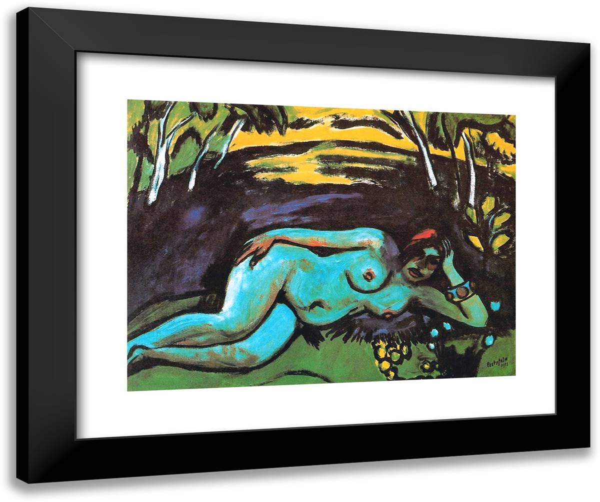 Dawn 24x20 Black Modern Wood Framed Art Print Poster by Pechstein, Max