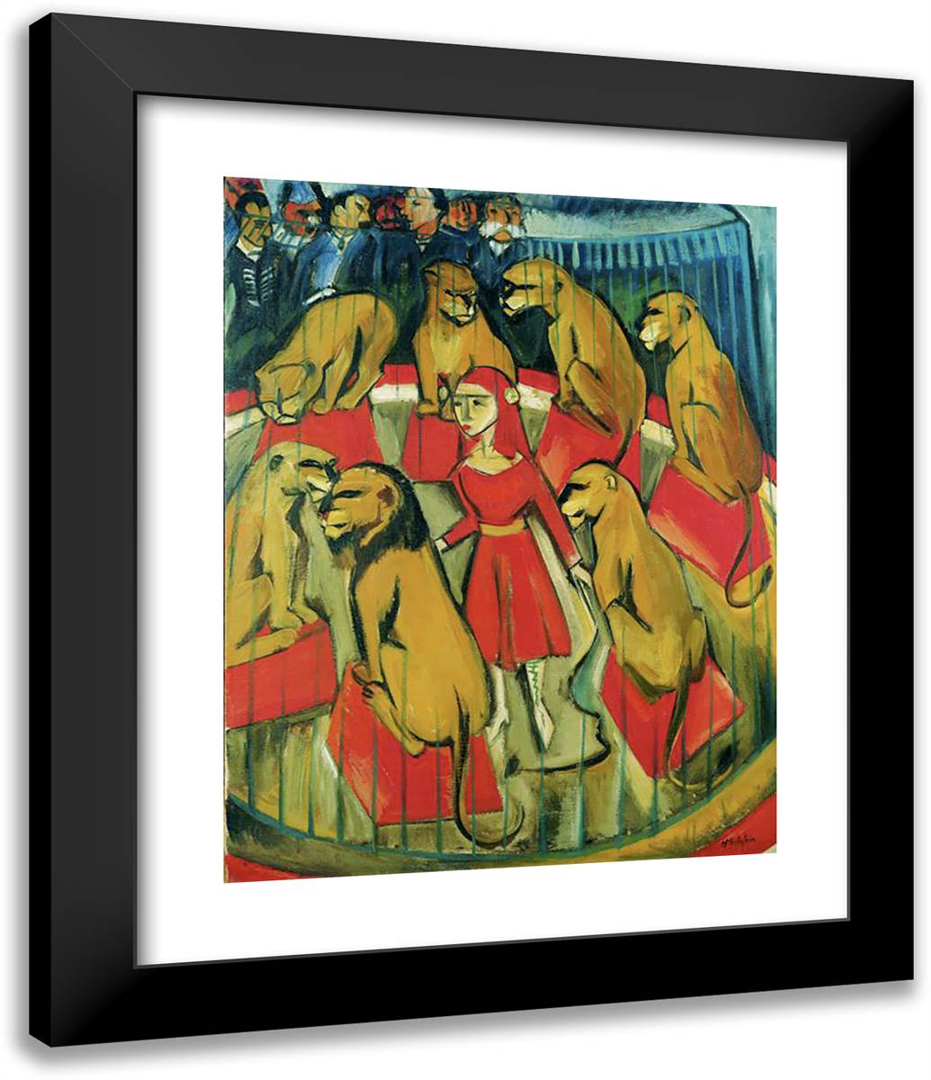 Die Löwenbandigerin 20x24 Black Modern Wood Framed Art Print Poster by Pechstein, Max