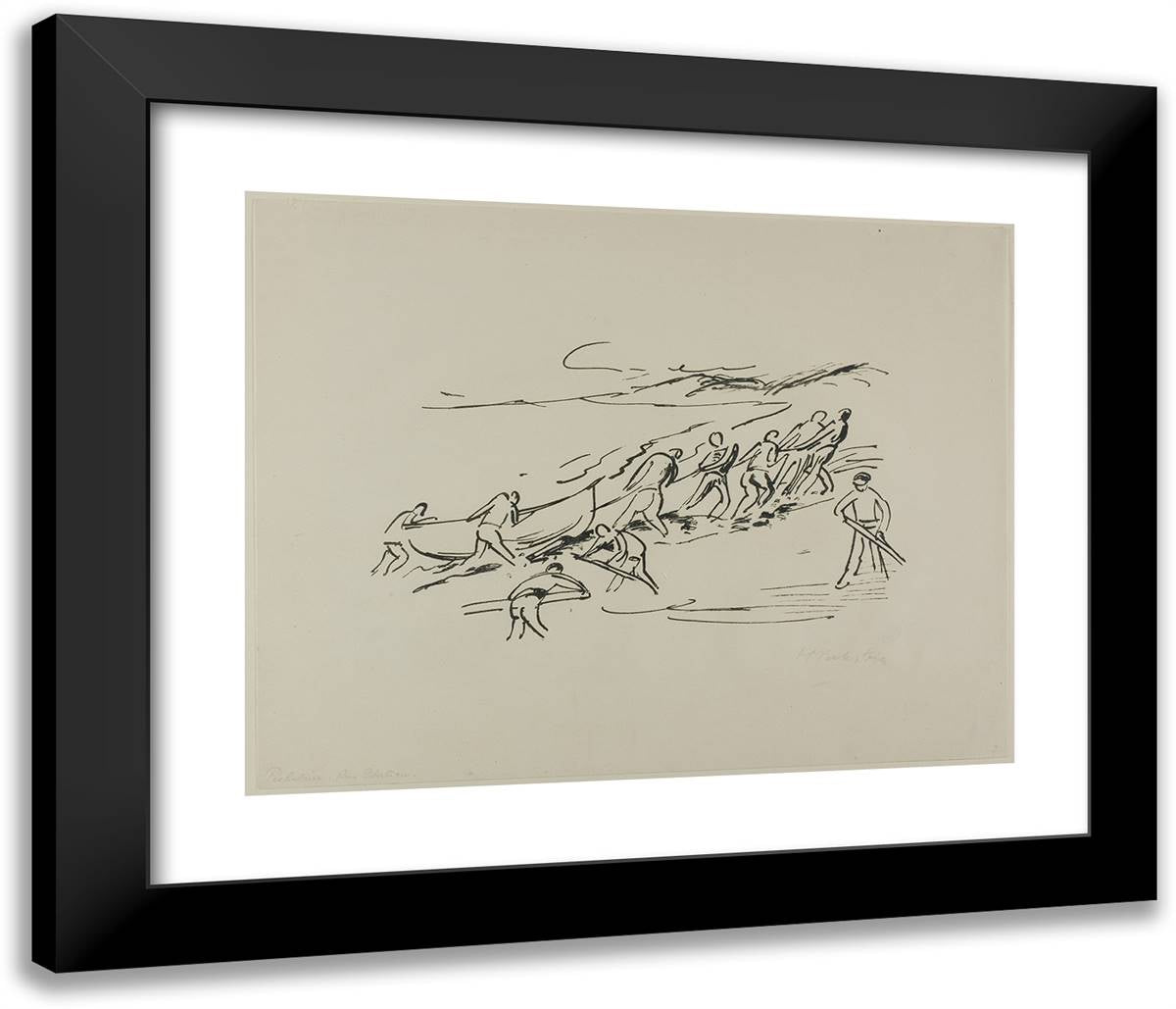 Disembarking, from Travel Pictures Italy-South Seas 23x20 Black Modern Wood Framed Art Print Poster by Pechstein, Max