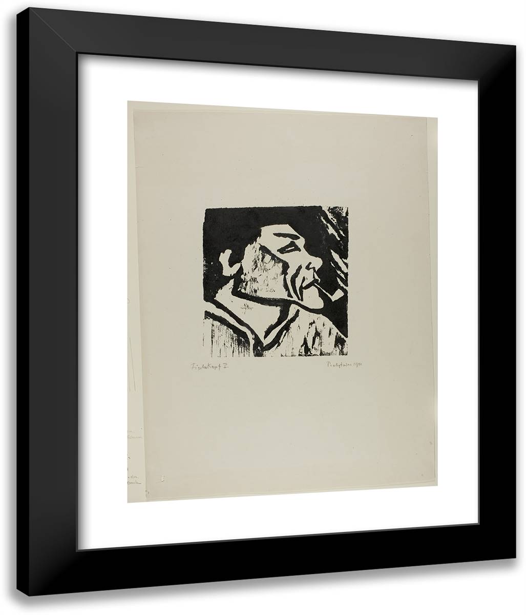 Head of a Fisherman XI 20x24 Black Modern Wood Framed Art Print Poster by Pechstein, Max