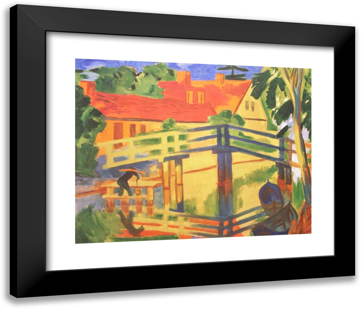 Leba 23x20 Black Modern Wood Framed Art Print Poster by Pechstein, Max