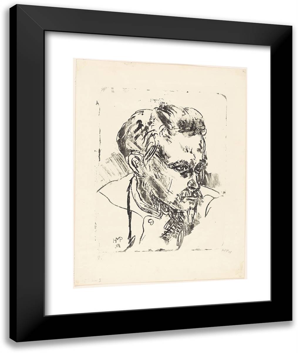 Portrait of Erich Heckel I 20x24 Black Modern Wood Framed Art Print Poster by Pechstein, Max