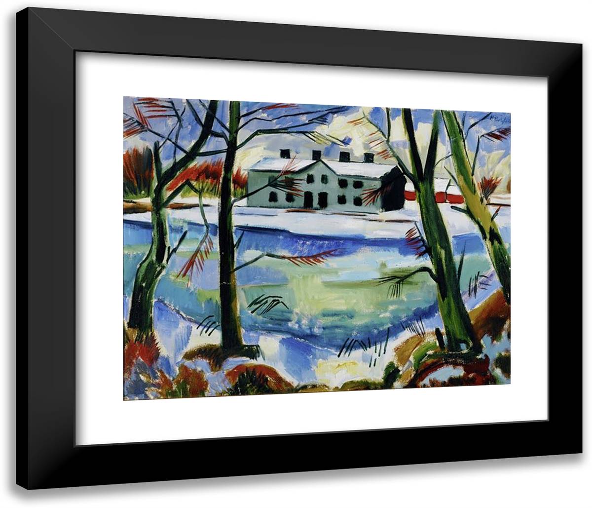Schneeschmelze (Melting Snow) 23x20 Black Modern Wood Framed Art Print Poster by Pechstein, Max