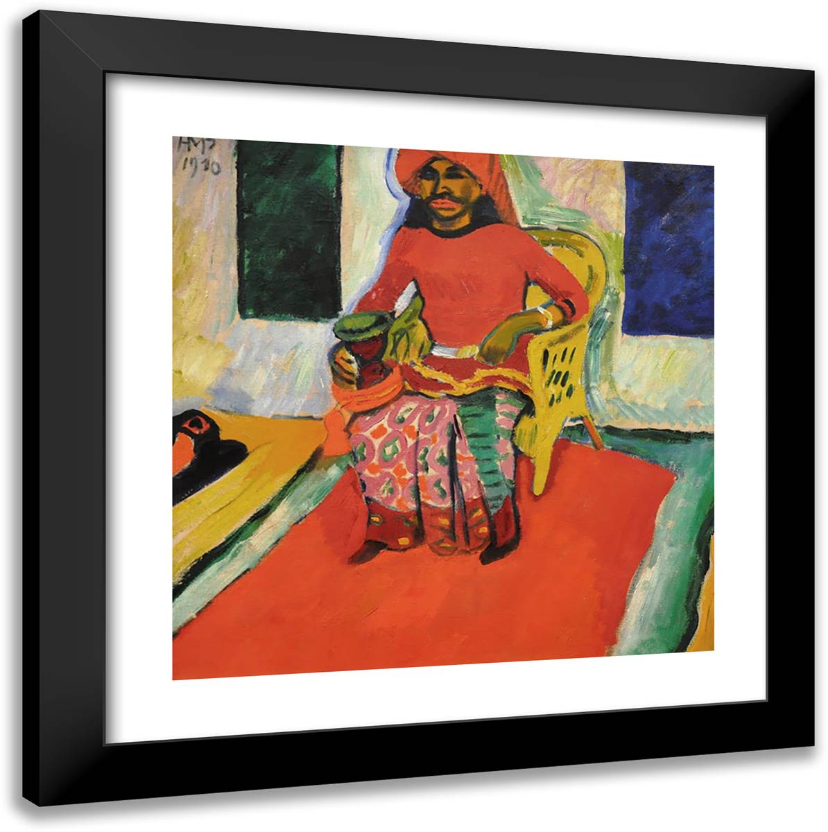 The Big Indian 20x20 Black Modern Wood Framed Art Print Poster by Pechstein, Max
