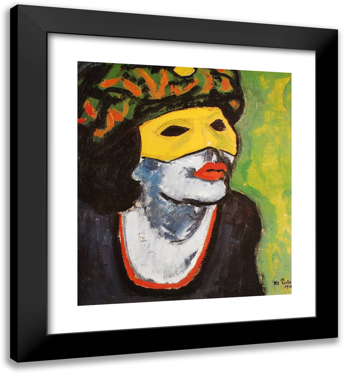 The Masked Woman 20x22 Black Modern Wood Framed Art Print Poster by Pechstein, Max