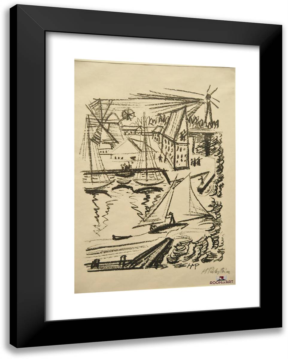 Untitled 19x24 Black Modern Wood Framed Art Print Poster by Pechstein, Max