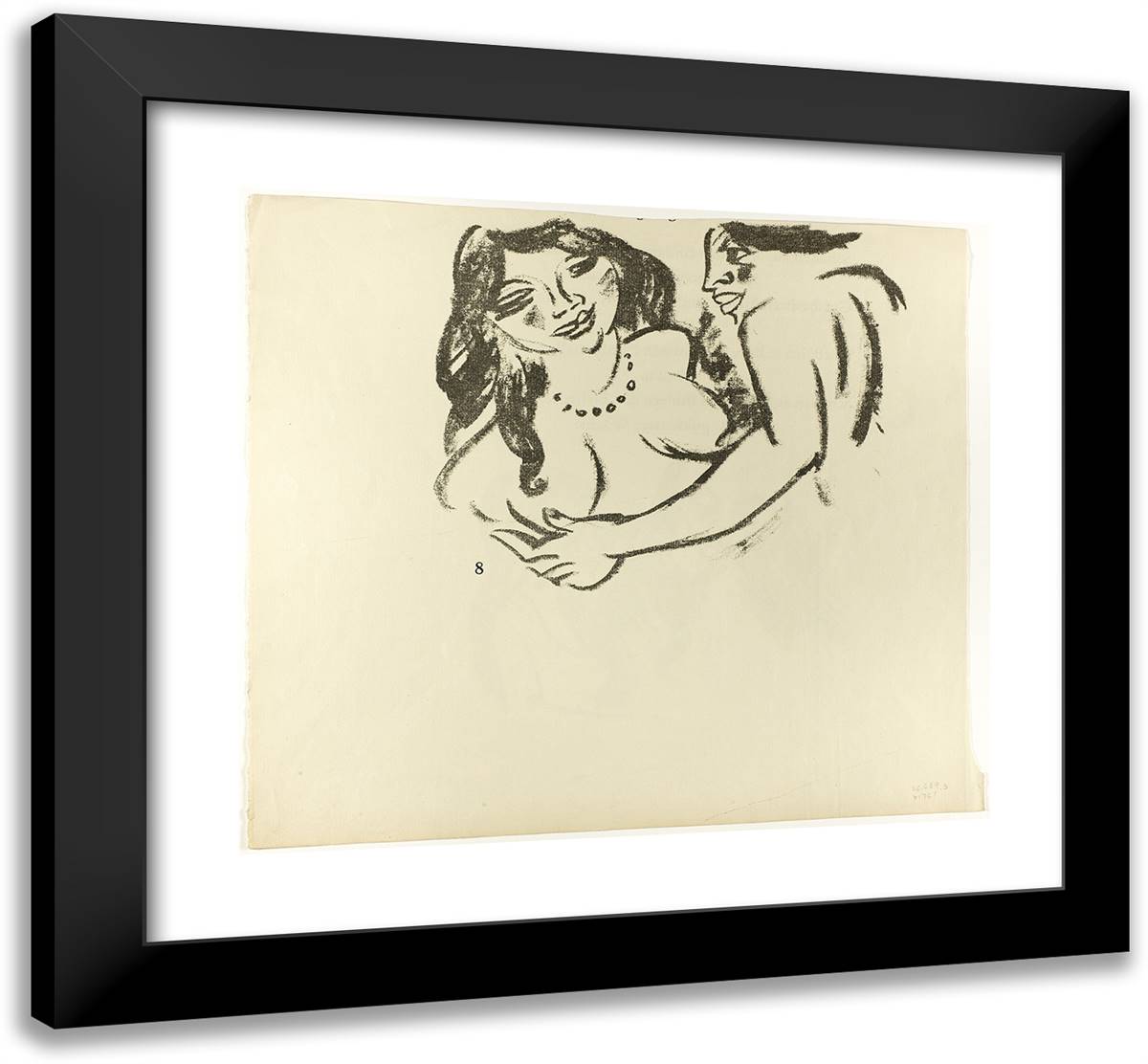 Woman and Girl, Page 7 (Recto); Two Women, Page 8 (Verso), from the Samland Ode 22x20 Black Modern Wood Framed Art Print Poster by Pechstein, Max