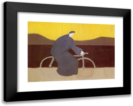 Bicycle Rider by the Loire 24x19 Black Modern Wood Framed Art Print Poster by Avery, Milton