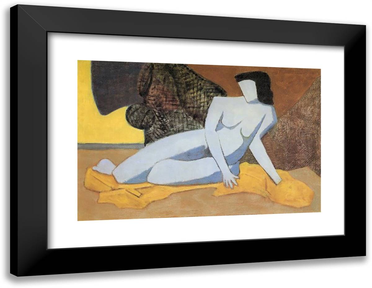 Blue Nude 24x19 Black Modern Wood Framed Art Print Poster by Avery, Milton
