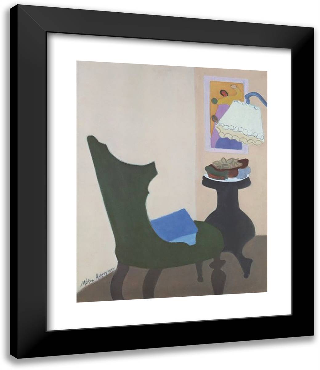Green Chair 20x24 Black Modern Wood Framed Art Print Poster by Avery, Milton