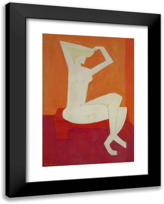 Nude Combing Hair 19x24 Black Modern Wood Framed Art Print Poster by Avery, Milton