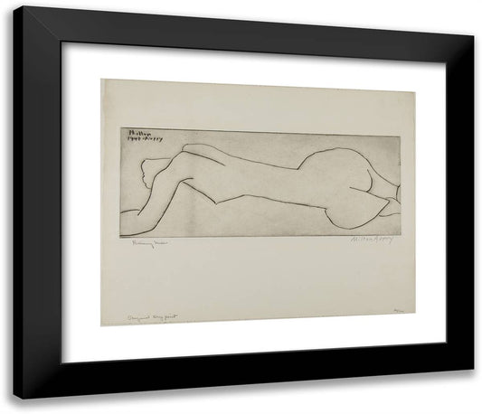 Reclining Nude 23x20 Black Modern Wood Framed Art Print Poster by Avery, Milton