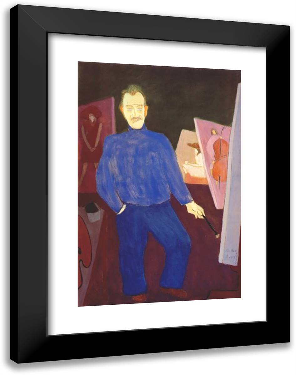 Self-Portrait 18x24 Black Modern Wood Framed Art Print Poster by Avery, Milton