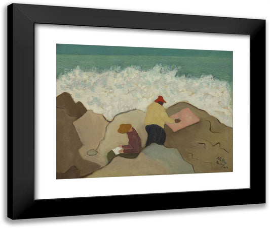 Sketching by the Sea 24x20 Black Modern Wood Framed Art Print Poster by Avery, Milton