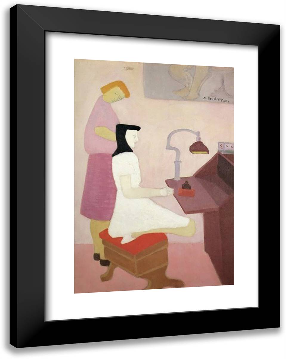 Two Figures at Desk 19x24 Black Modern Wood Framed Art Print Poster by Avery, Milton