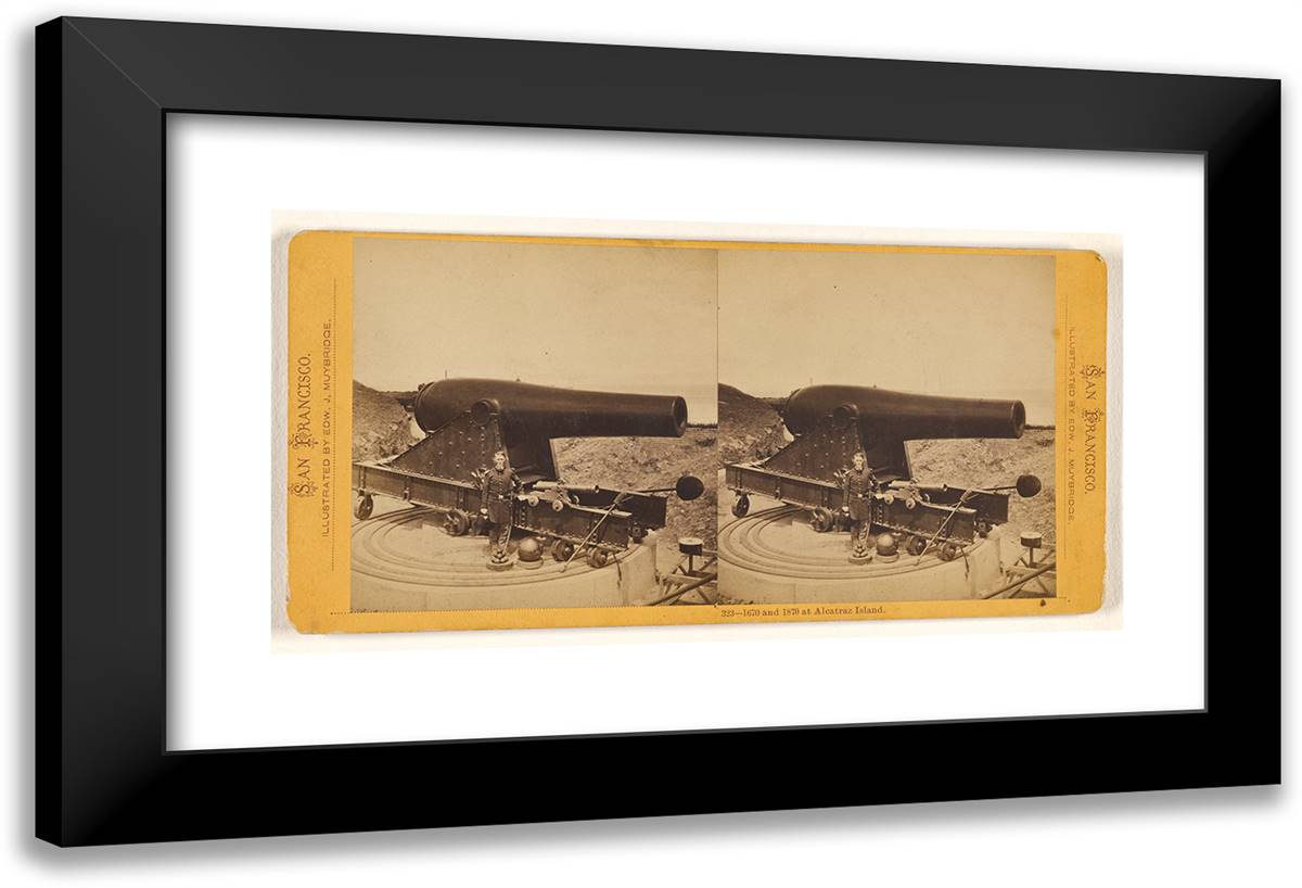 1670 and 1870 at Alcatraz Island. 24x16 Black Modern Wood Framed Art Print Poster by Muybridge, Eadweard