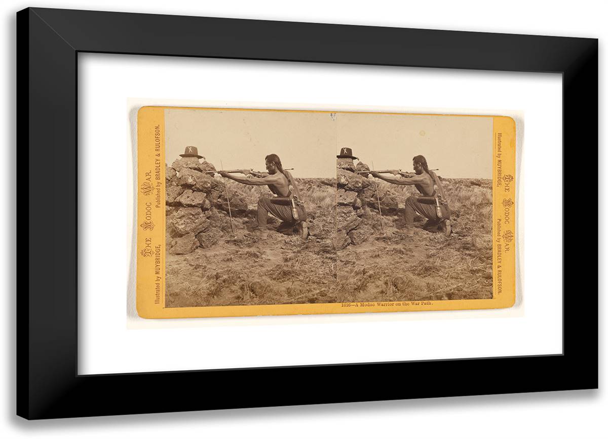 A Modoc Warrior on the War Path. 24x17 Black Modern Wood Framed Art Print Poster by Muybridge, Eadweard