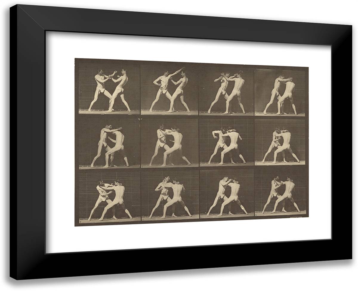 Animal Locomotion Xli 24x20 Black Modern Wood Framed Art Print Poster by Muybridge, Eadweard