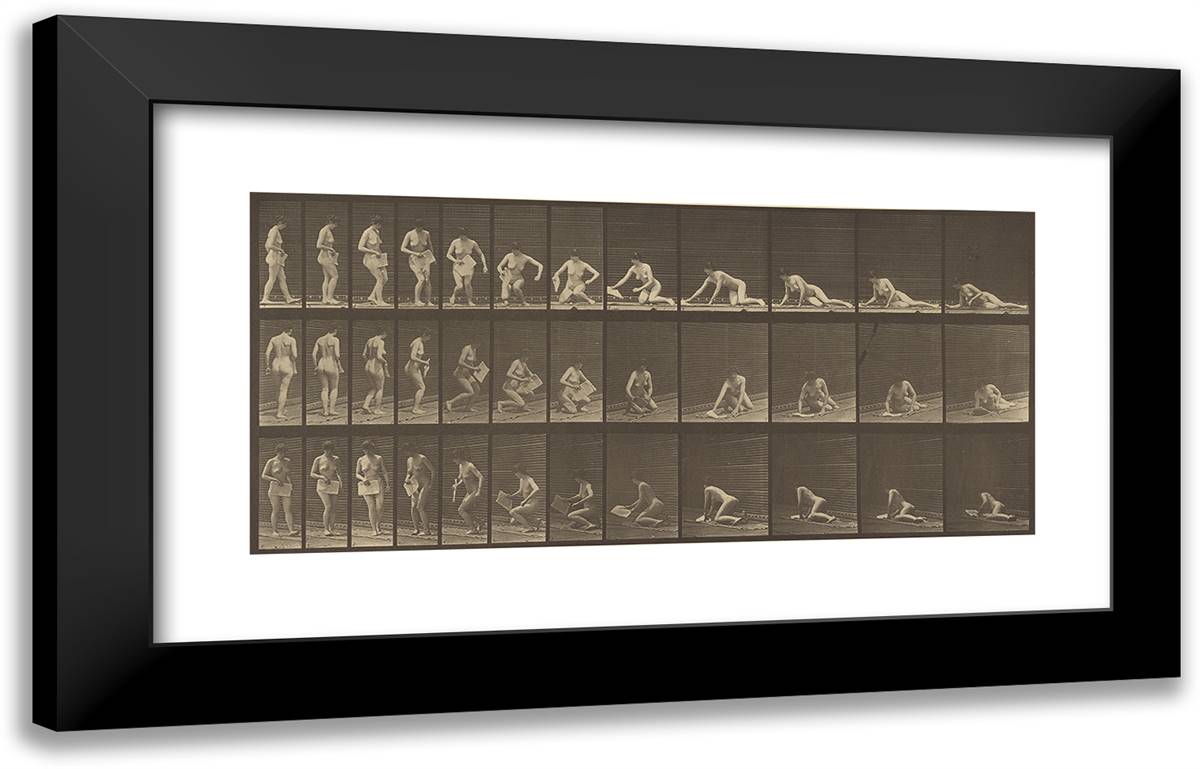 Animal Locomotion Xxii 24x15 Black Modern Wood Framed Art Print Poster by Muybridge, Eadweard