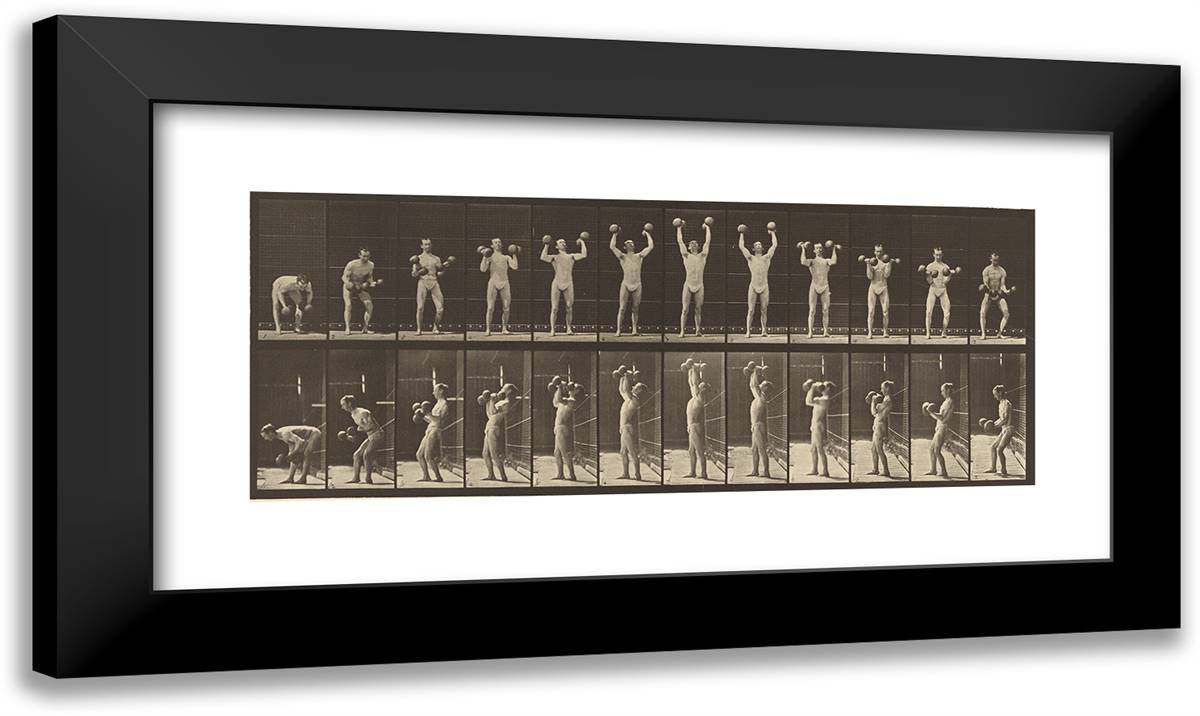 Animal Locomotion Xxxv 24x14 Black Modern Wood Framed Art Print Poster by Muybridge, Eadweard
