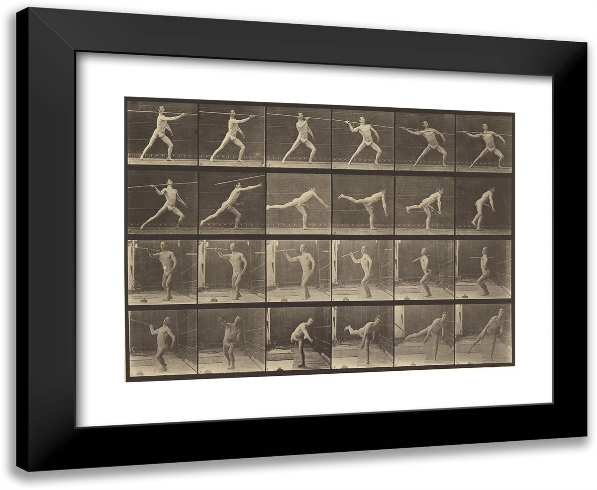 Animal Locomotion Xxxvii 24x20 Black Modern Wood Framed Art Print Poster by Muybridge, Eadweard