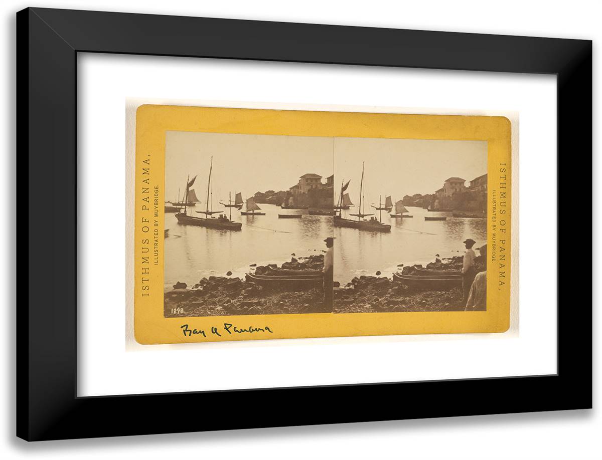 Bay of Panama. from La Playa. 24x18 Black Modern Wood Framed Art Print Poster by Muybridge, Eadweard
