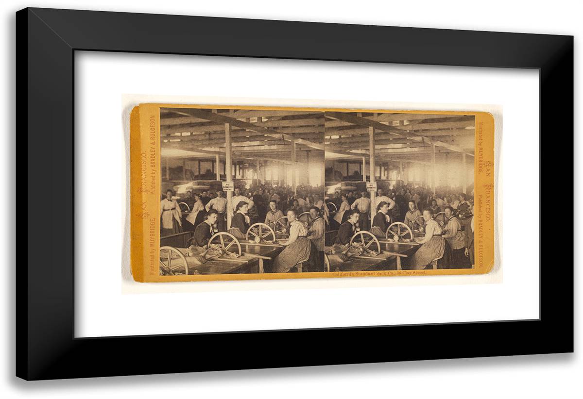 California Standard Sack Co., 36 Clay Street. 24x16 Black Modern Wood Framed Art Print Poster by Muybridge, Eadweard
