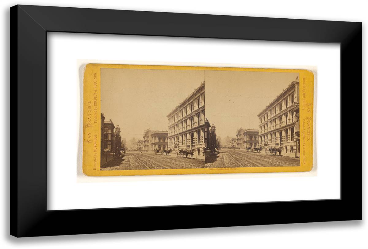 California Street. 24x16 Black Modern Wood Framed Art Print Poster by Muybridge, Eadweard