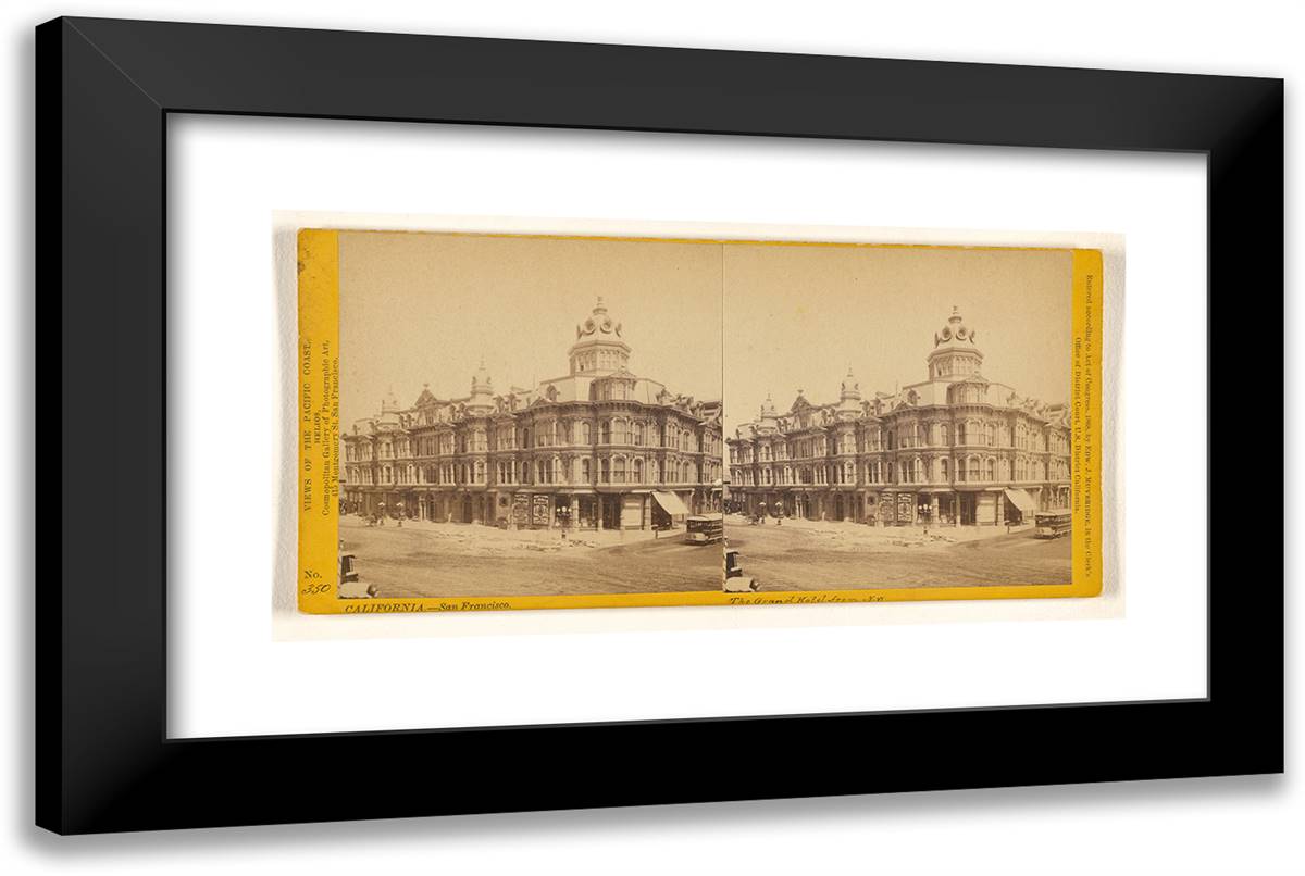 California. - San Francisco. (The Grand Hotel from N.W.) 24x16 Black Modern Wood Framed Art Print Poster by Muybridge, Eadweard