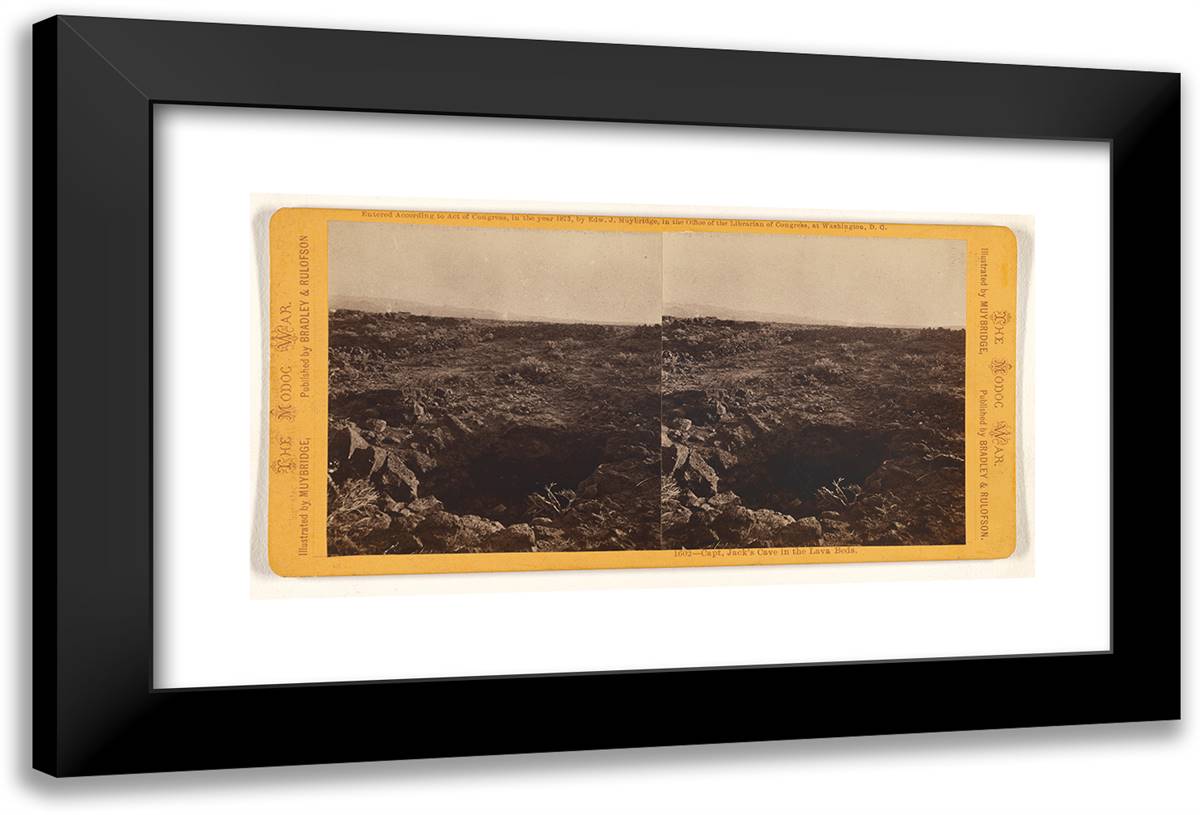 Capt. Jack's Cave in the Lava Beds. 24x16 Black Modern Wood Framed Art Print Poster by Muybridge, Eadweard