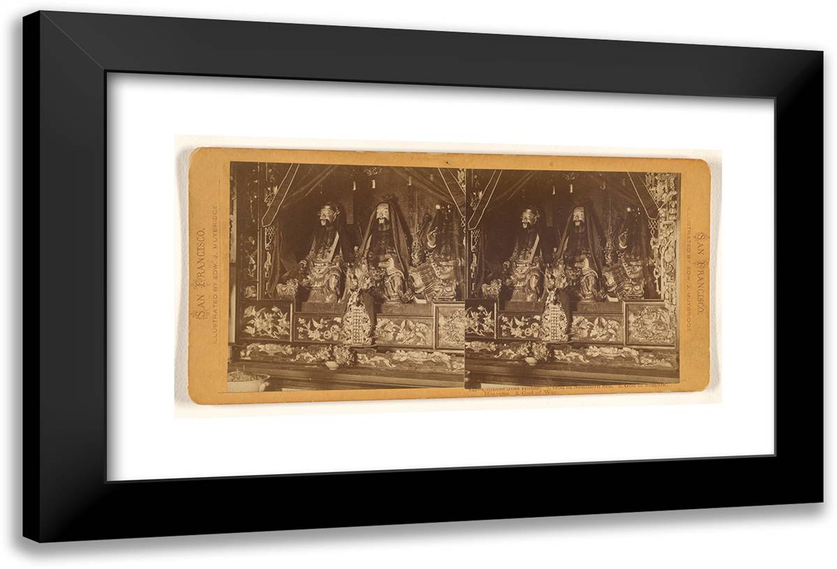 Chinese Joss House. 1, God of Southern Sea. 2, God of Sombre 24x16 Black Modern Wood Framed Art Print Poster by Muybridge, Eadweard
