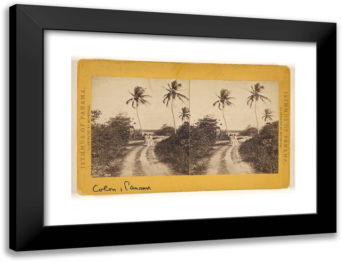 Colon (Apsinwall.) Road Along the Beach. 24x18 Black Modern Wood Framed Art Print Poster by Muybridge, Eadweard