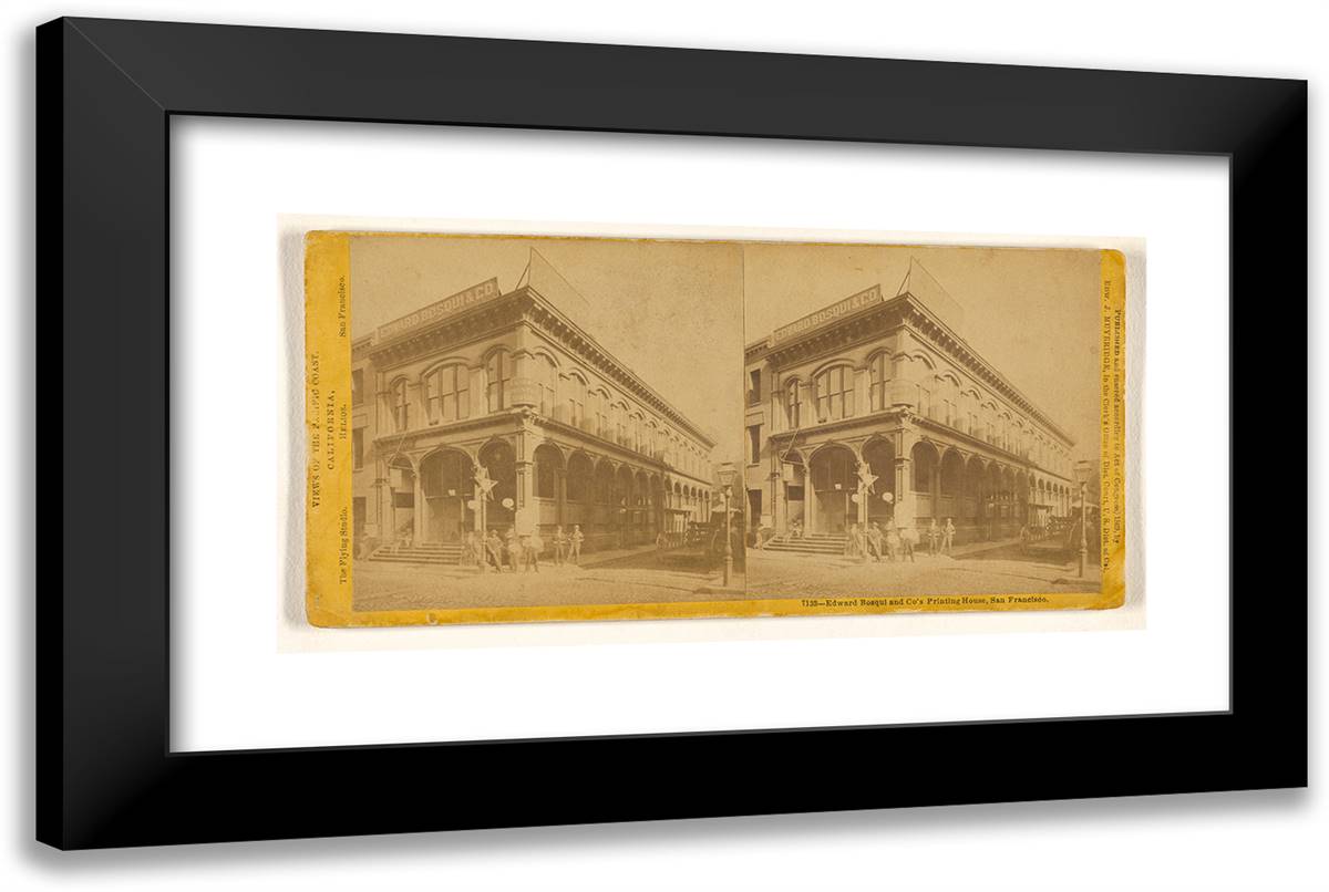 Edward Bosqui and Co's Printing House, San Francisco. 24x16 Black Modern Wood Framed Art Print Poster by Muybridge, Eadweard