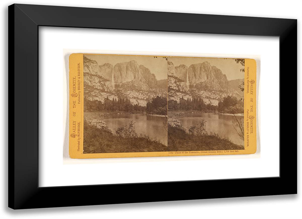 Falls of the Yosemite, (Great Grizzly Bear,) 2,700 Feet Fall I 24x17 Black Modern Wood Framed Art Print Poster by Muybridge, Eadweard