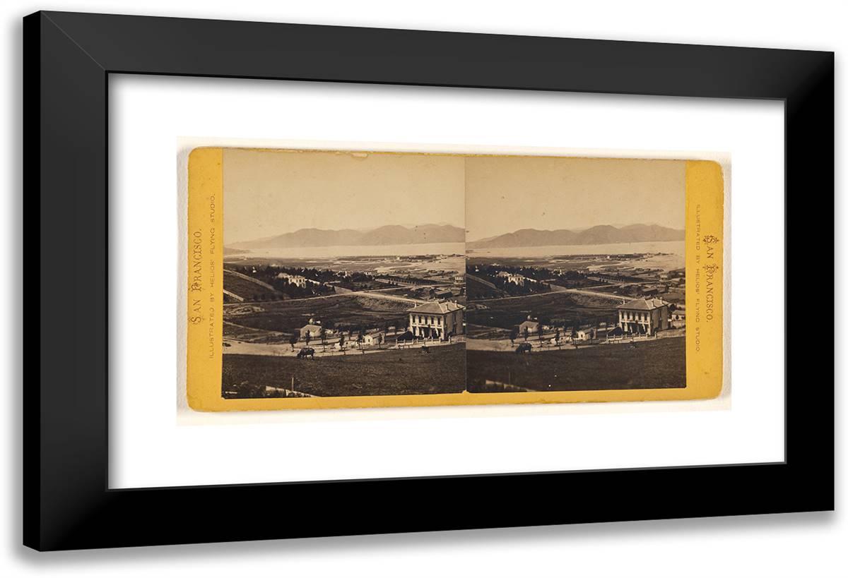 Golden Gate from Pacific Heights, San Francisco, California 24x16 Black Modern Wood Framed Art Print Poster by Muybridge, Eadweard