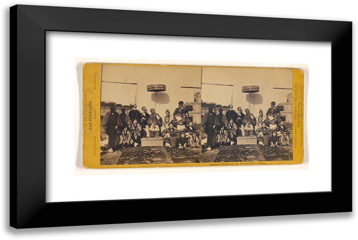 Japanese Performers at Woodward's Gardens. 24x16 Black Modern Wood Framed Art Print Poster by Muybridge, Eadweard