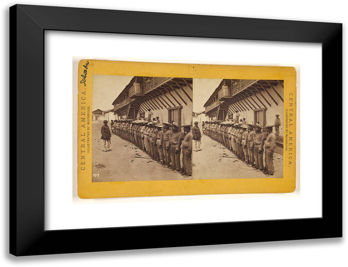 La Union, Army of Salvador. 24x18 Black Modern Wood Framed Art Print Poster by Muybridge, Eadweard
