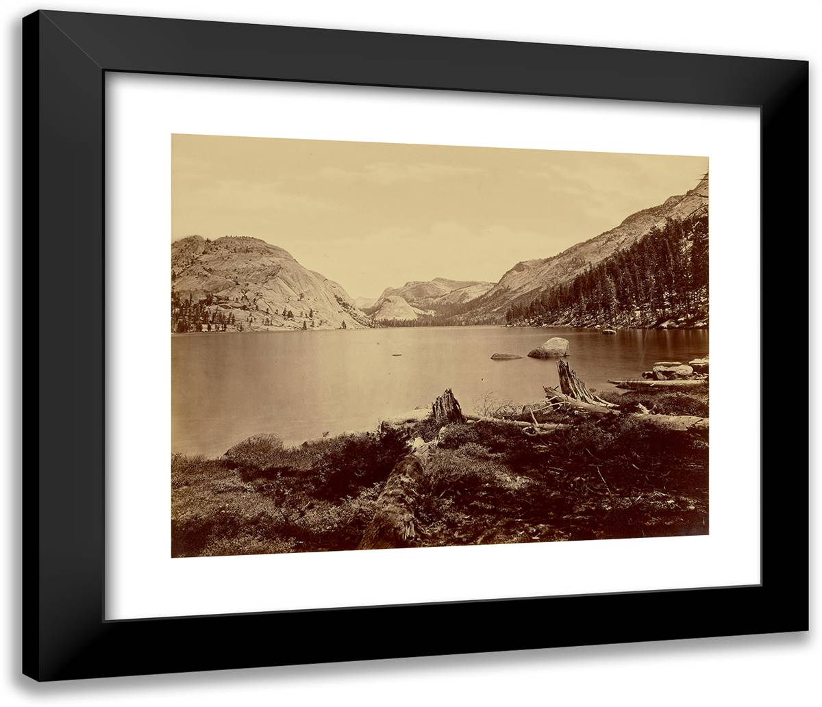 Lake Tenaya. Sierra Nevada Mountains. 23x20 Black Modern Wood Framed Art Print Poster by Muybridge, Eadweard