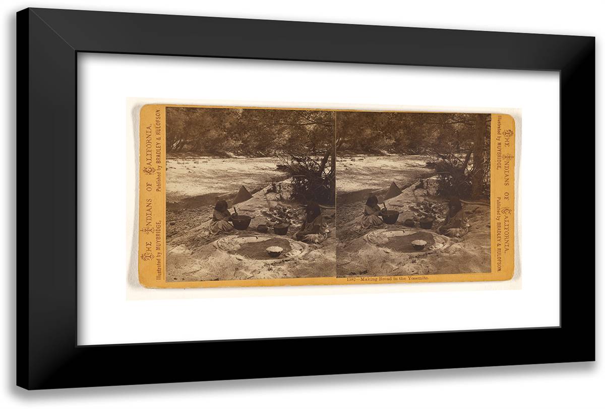 Making Bread in the Yosemite. 24x16 Black Modern Wood Framed Art Print Poster by Muybridge, Eadweard