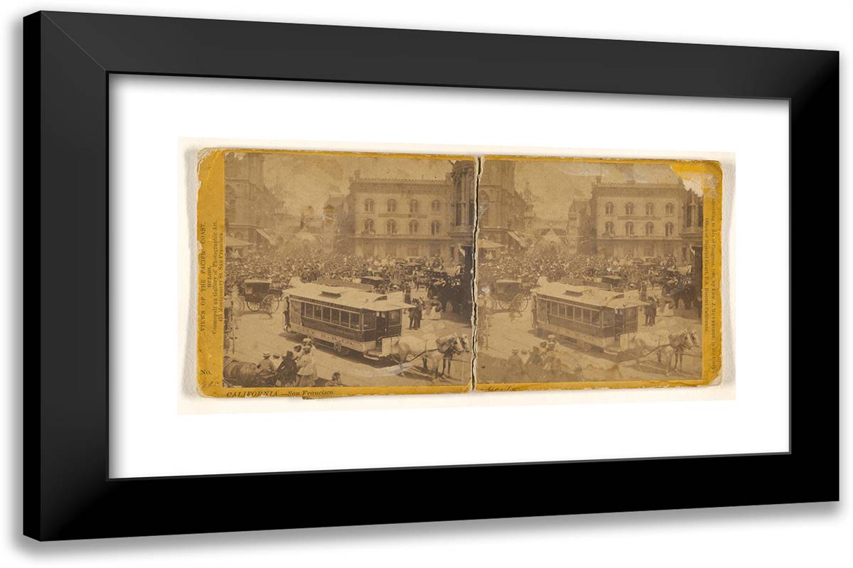Montgomery Street, Corner of Market Street, San Francisco, F 24x16 Black Modern Wood Framed Art Print Poster by Muybridge, Eadweard
