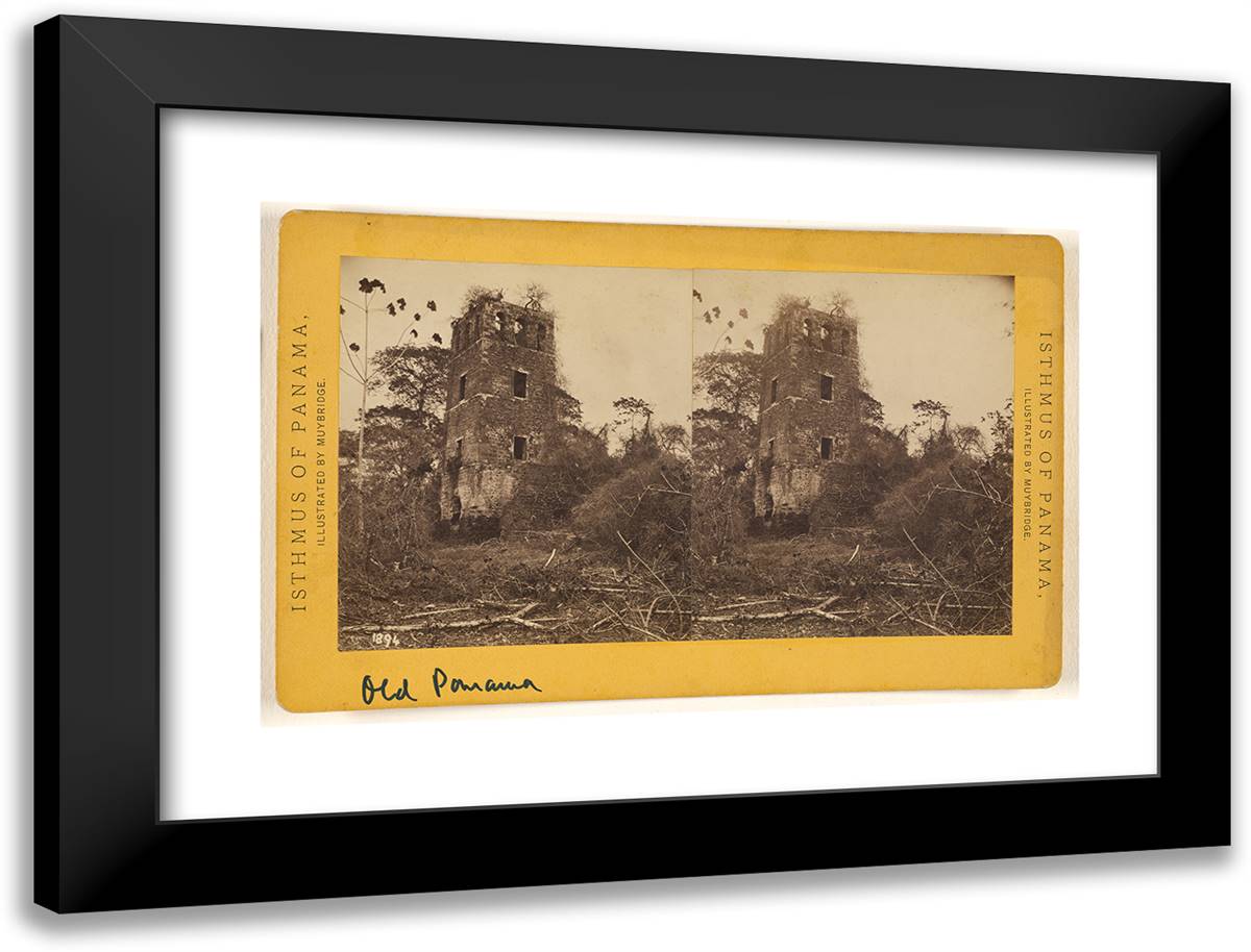 Old Panama. Watch Tower. 24x18 Black Modern Wood Framed Art Print Poster by Muybridge, Eadweard